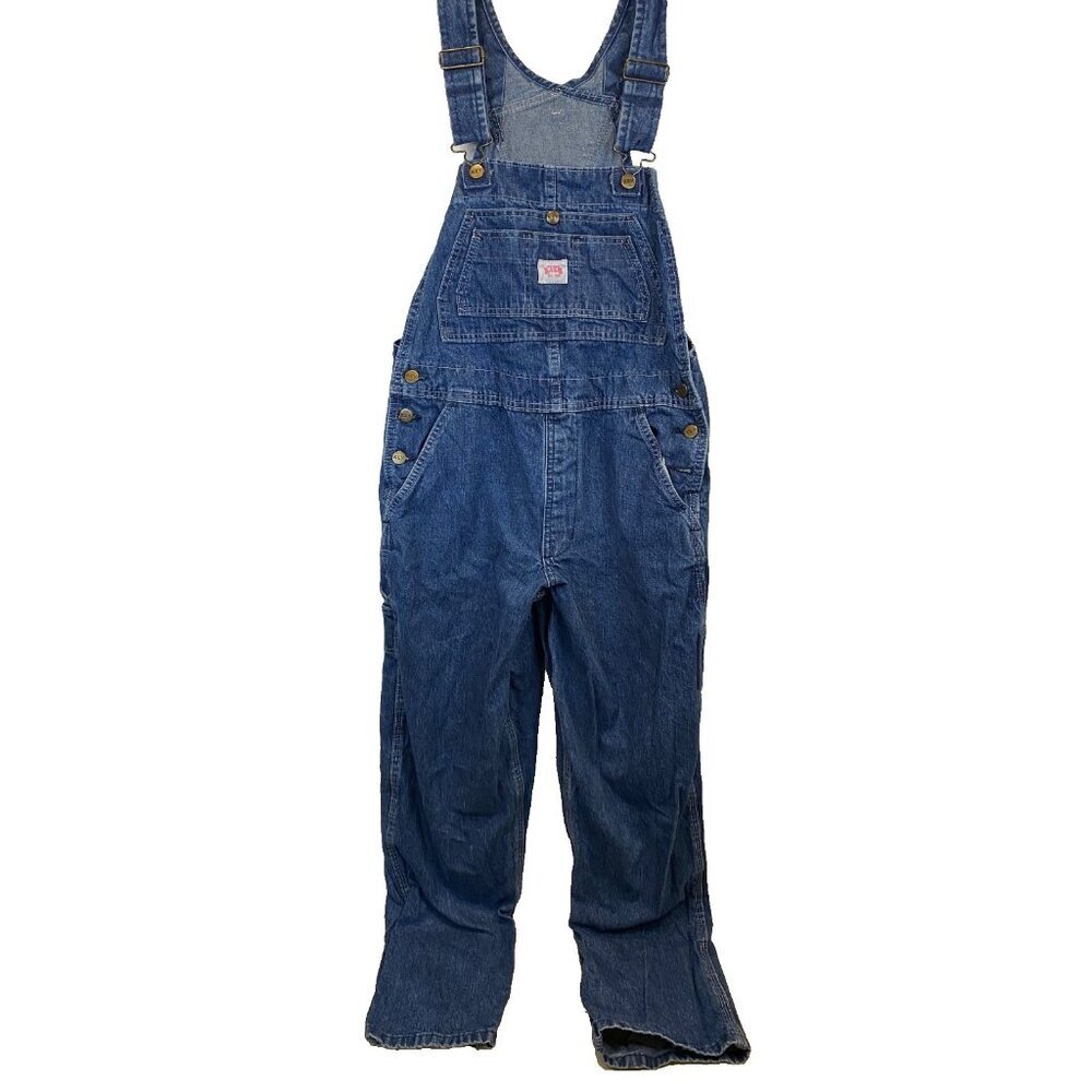 Key Women's Ring Spun Denim Bib Overalls Blue Size 8T Tall 100% Cotton Pockets